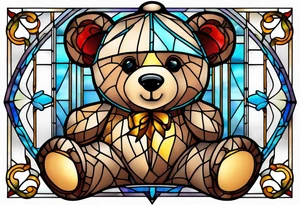 Teddy bear stained glass tattoo idea