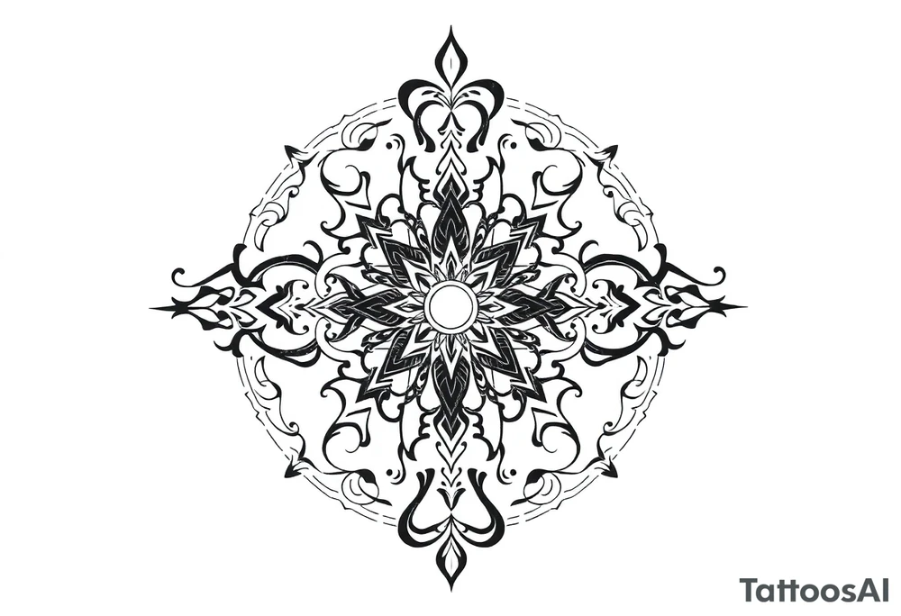 mytical shaman and witch ancient ornament with rhyme tattoo idea