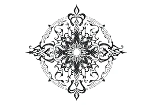 mytical shaman and witch ancient ornament with rhyme tattoo idea