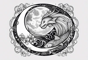 Pisces circling in a full moon tattoo idea