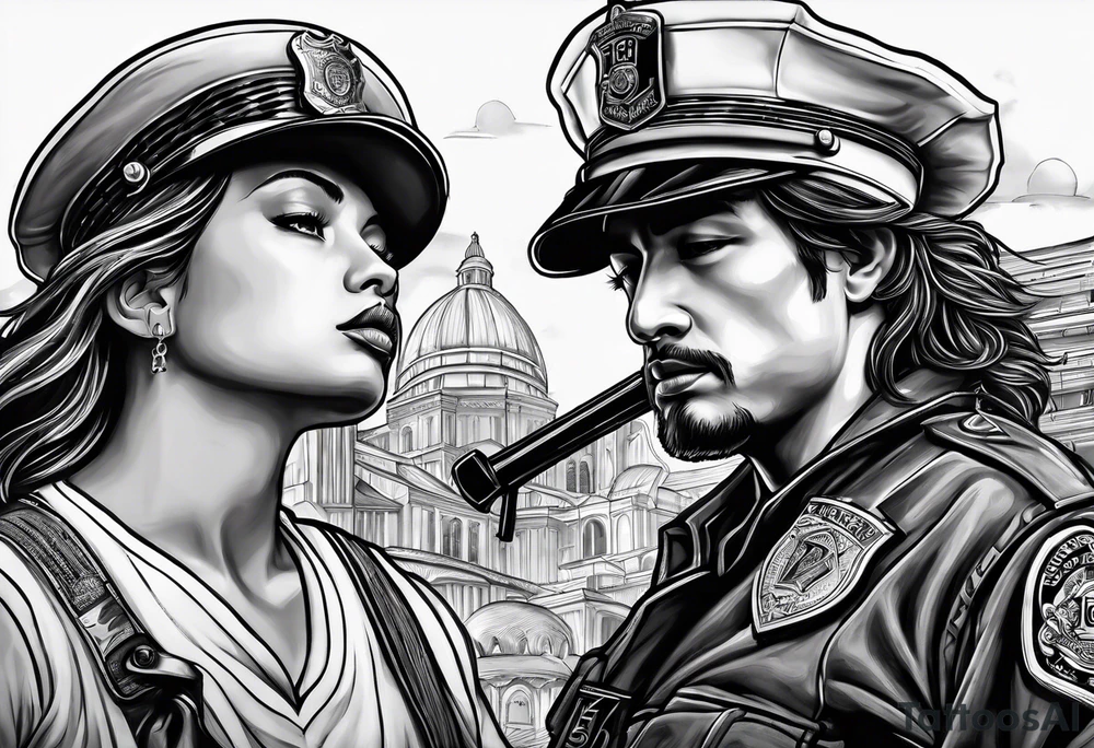 Matthew 5:9 verse with police number 1943 tattoo idea