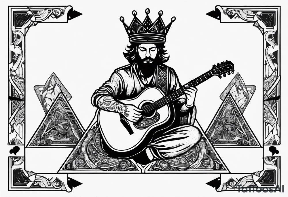 King of ace playing guitar cards tattoo idea