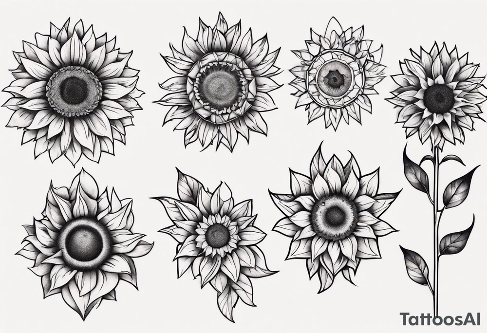 Seven sunflowers tattoo idea