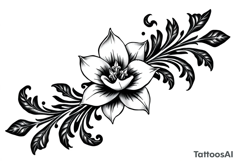State or louisiana with magnolia flower in tooled leather tattoo idea