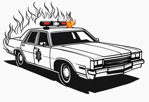 Police car on fire tattoo idea