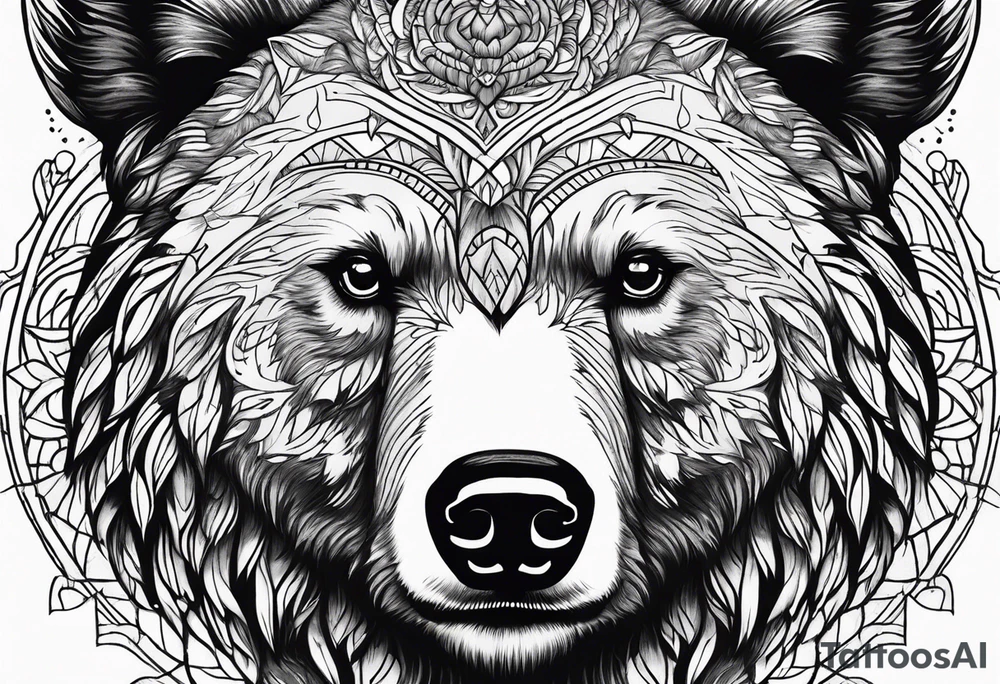 Bear face tattoo idea