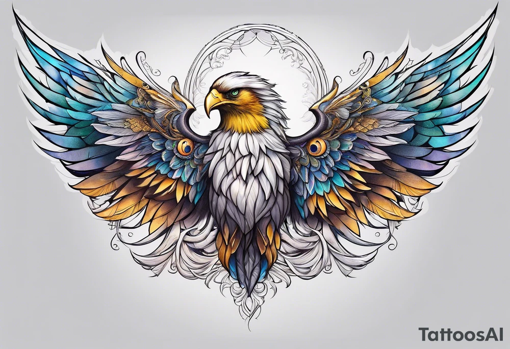 Seraphim with many wings and different eyes tattoo idea