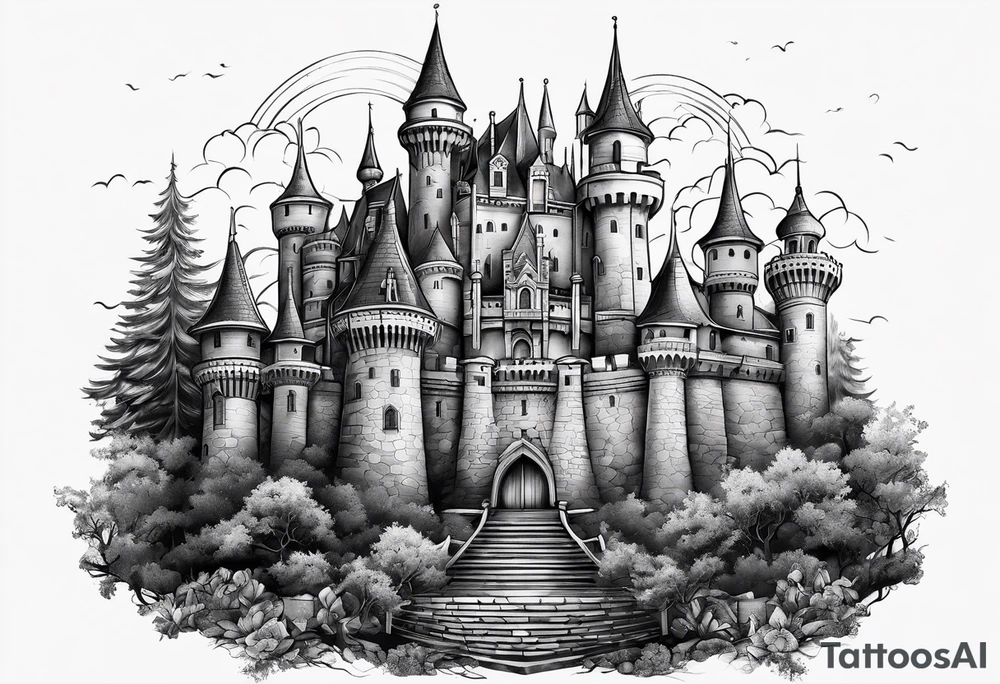 tall castle tattoo idea