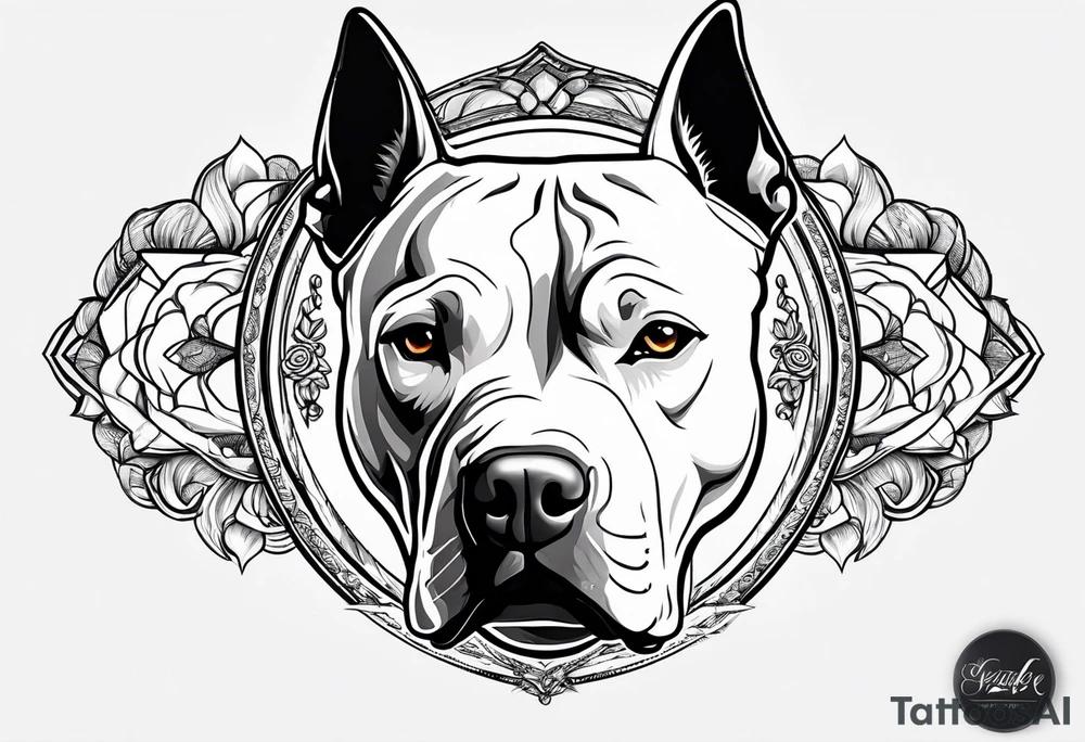 white pitbull pointed ears tattoo idea