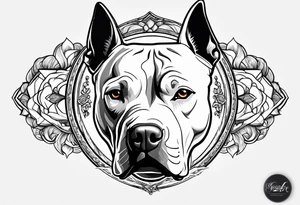 white pitbull pointed ears tattoo idea