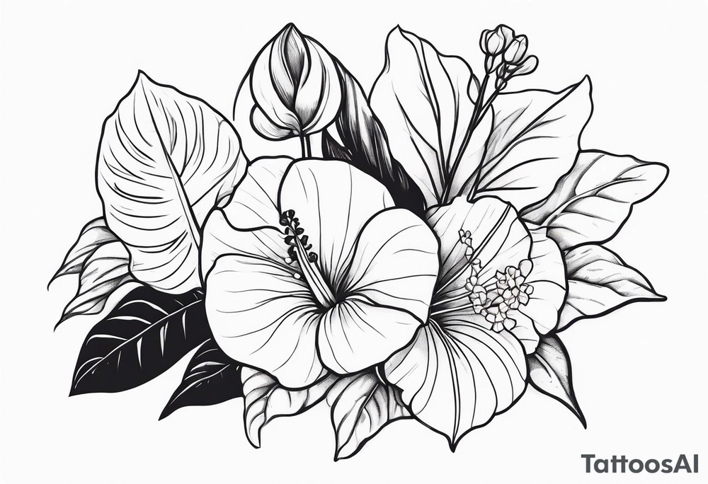 Bouquet avec anthurium et carnation tattoo idea