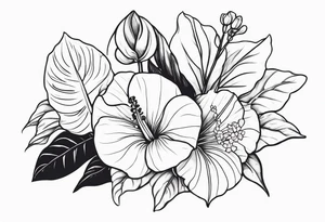 Bouquet avec anthurium et carnation tattoo idea