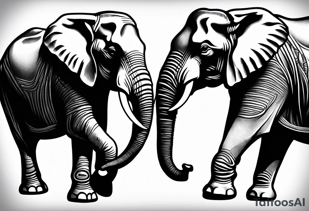 One elephant holding another elephant by a string tattoo idea