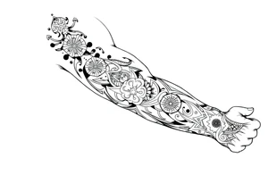 Sicilian Forearm tribal sleeve with patterns and symbols tattoo idea