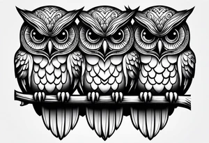 Owls 
Hear no evil, see no evil, speak no evil tattoo idea