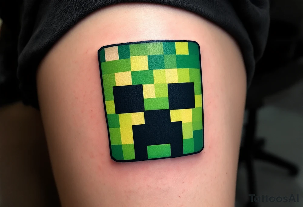 Small Minecraft creeper head tattoo tattoo idea