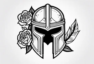 spartan helmet with roses tattoo idea