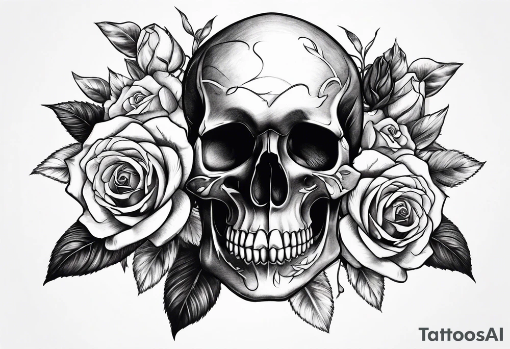 skull and roses tattoo idea