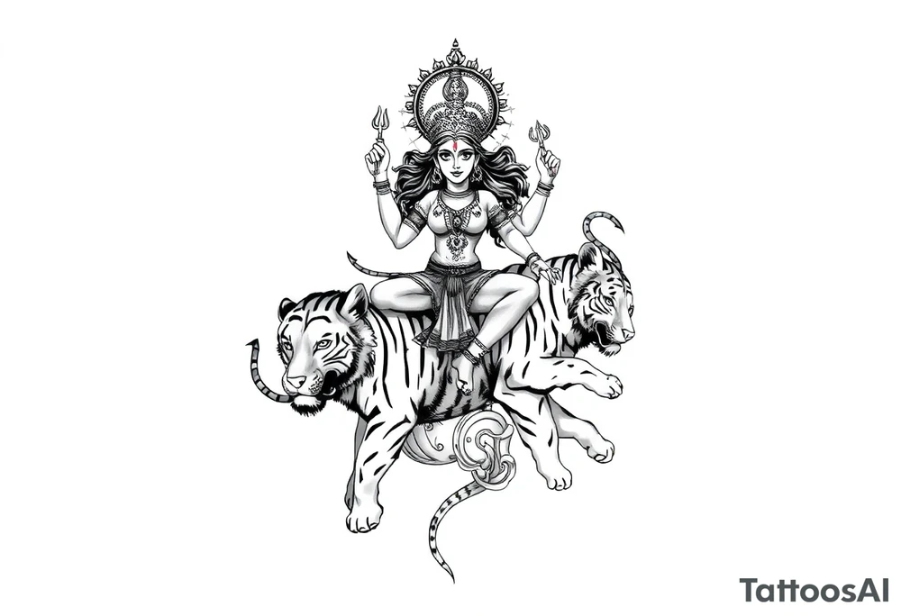 Durga on tigers tattoo idea