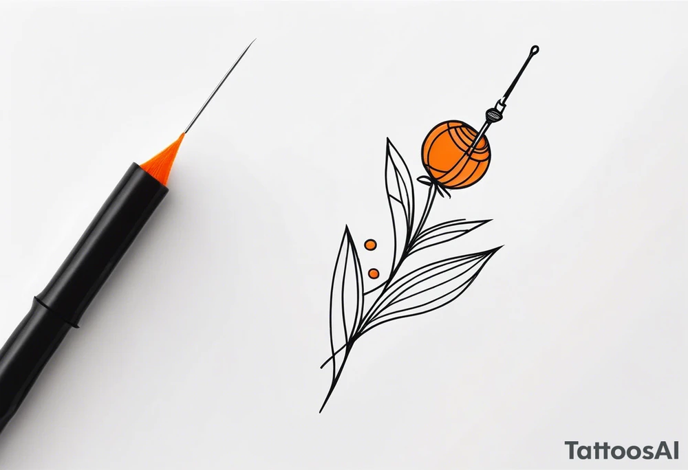 small tattoo. sewing needle and orange thread tattoo idea