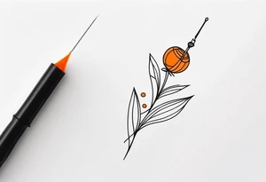small tattoo. sewing needle and orange thread tattoo idea