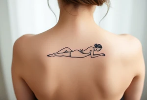 delicate small silhouette of woman lying on her side tattoo idea