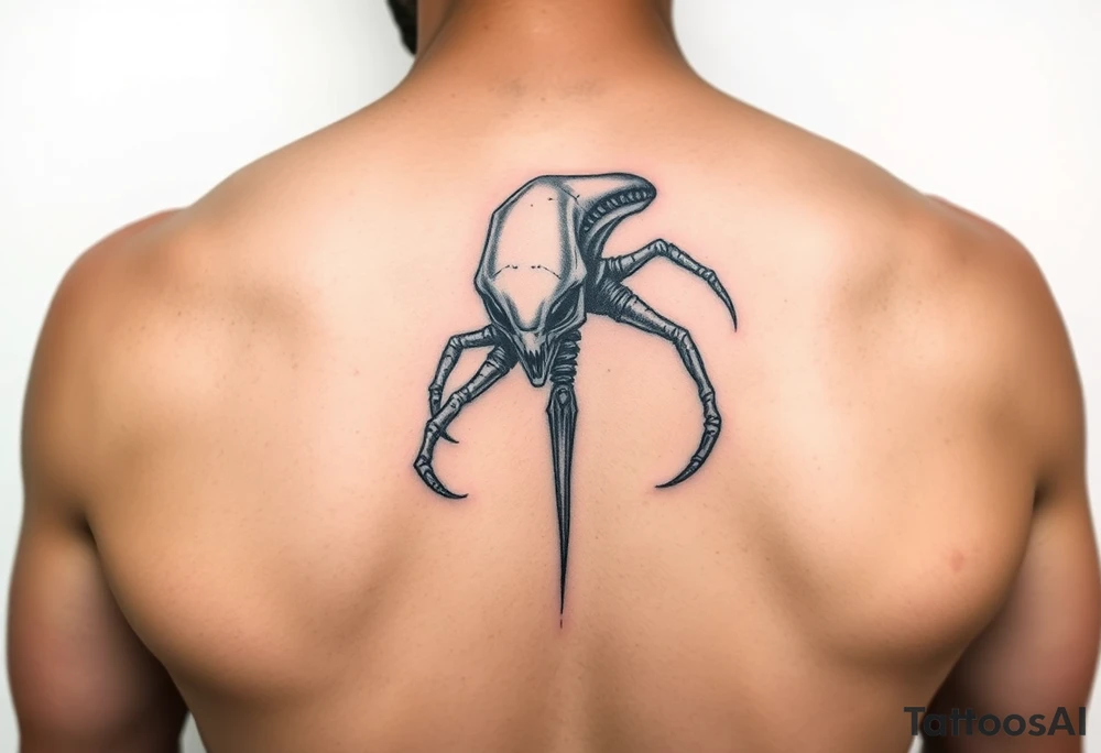 A stencil style drawing of an alien tattoo idea