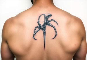 A stencil style drawing of an alien tattoo idea