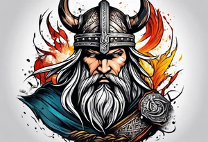 Viking warrior fighting tattoo idea