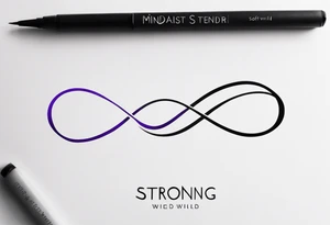 text “Strong. Soft. Wild.”, within infinity symbol, something to symbolize 4 kids, purple tattoo idea