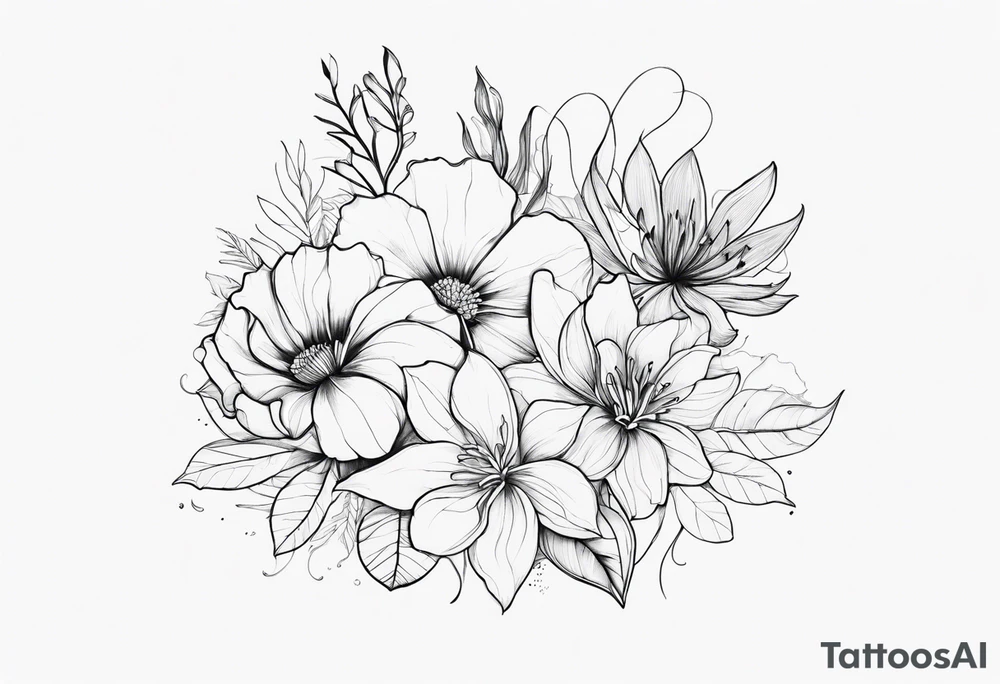 ocean flowers tattoo idea