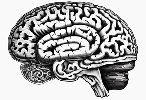 Anatomical brain in media sagittal section tattoo idea