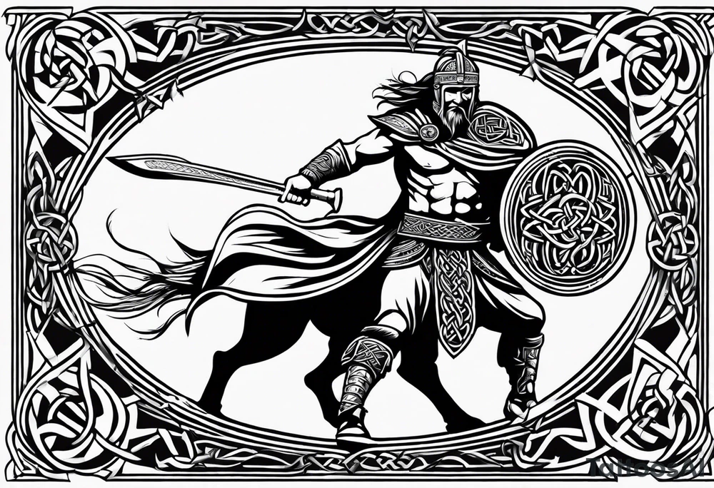 Celtic warrior running into battle tattoo idea