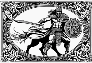 Celtic warrior running into battle tattoo idea