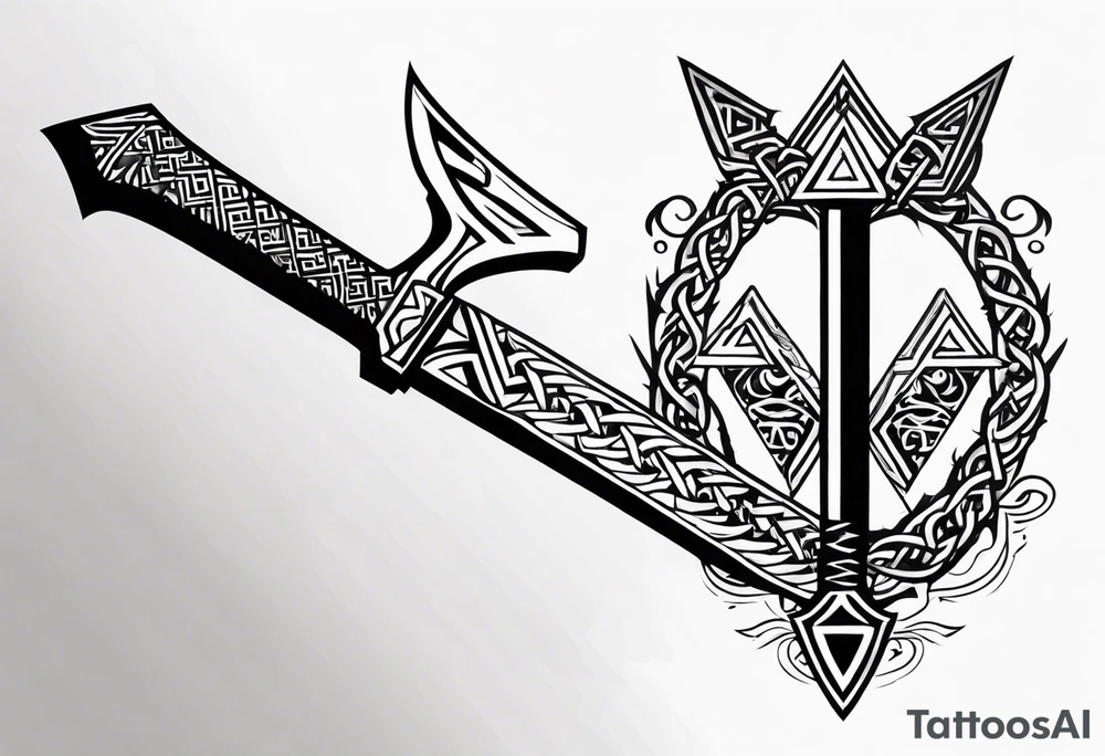 Valhalla 
valknut sword axe tattoo idea