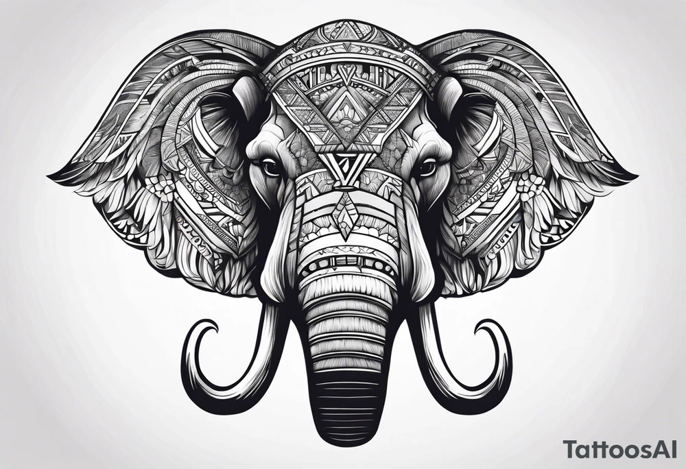 strong mammoth head centerpiece tattoo idea