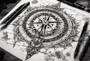 Landkarte mit koordinatennetz, im alten pergamentstyle tattoo idea