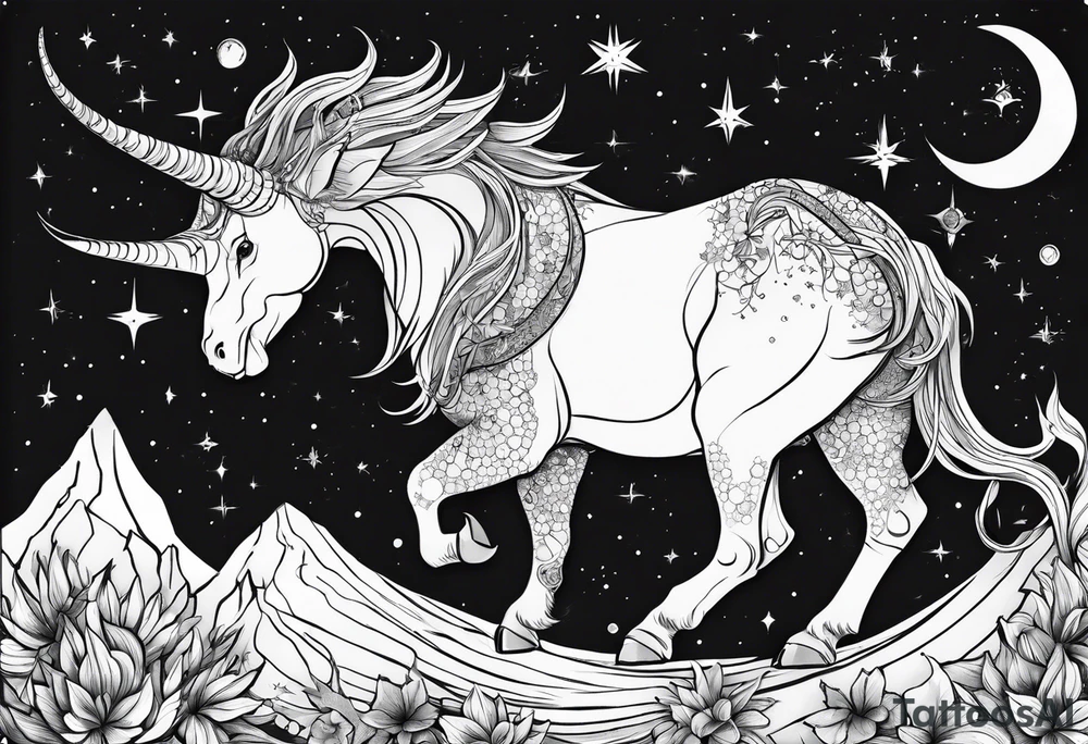 Capricorn constellation with a little dinosaur tattoo idea