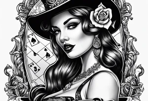 pinup style queen of spades tattoo idea