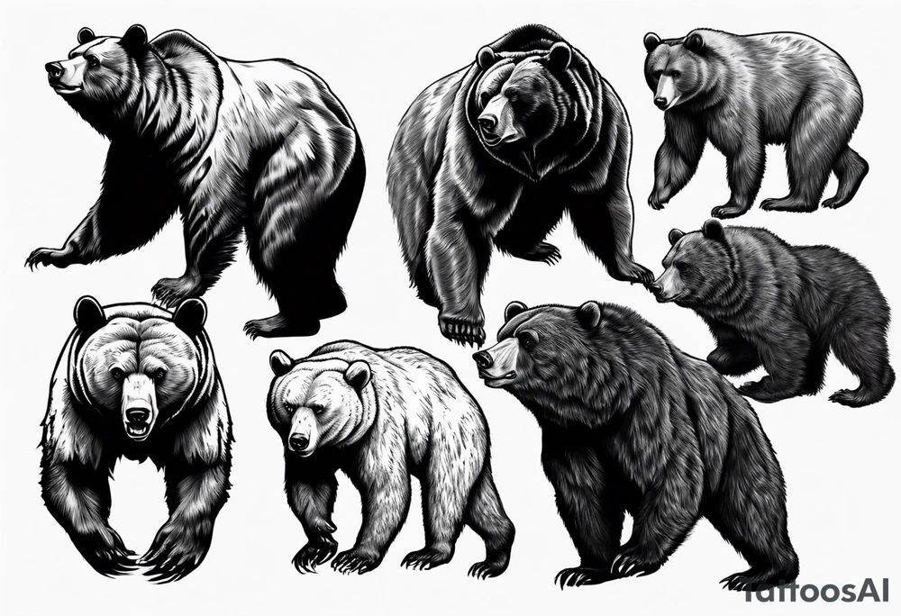 Serious bear coming up behind a city tattoo idea