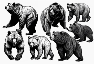 Serious bear coming up behind a city tattoo idea