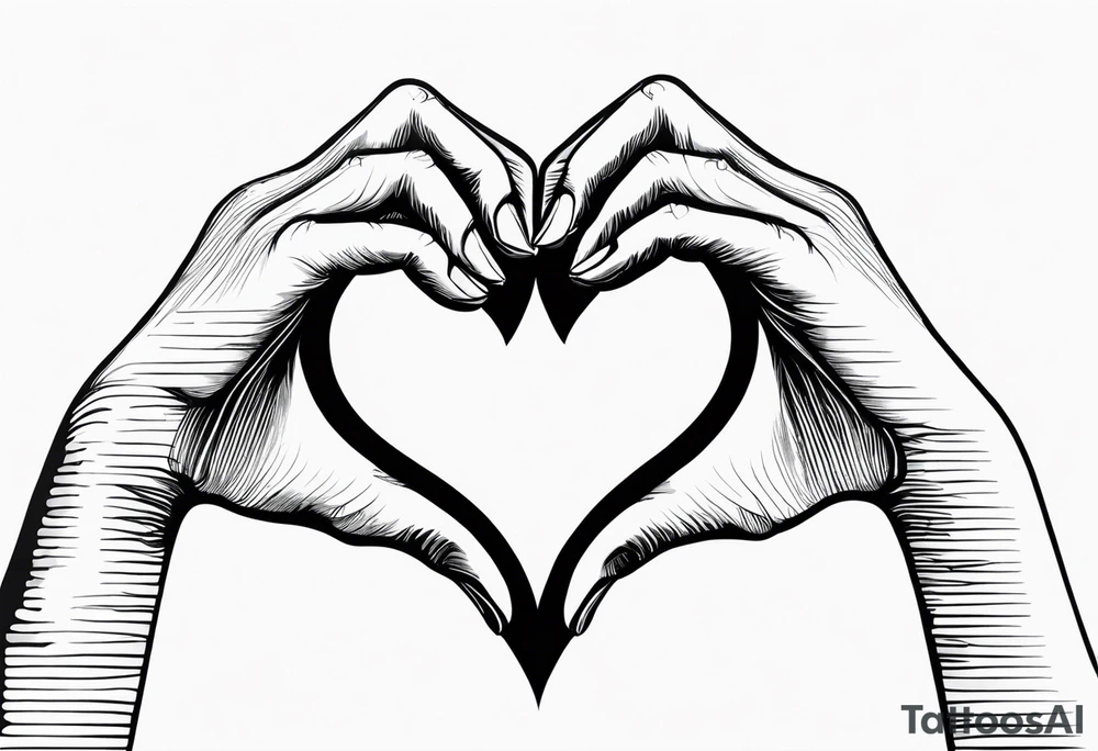 Silhouette of Hands forming a heart tattoo idea