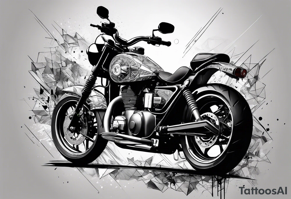 motorcycle riding at night in the city tattoo idea