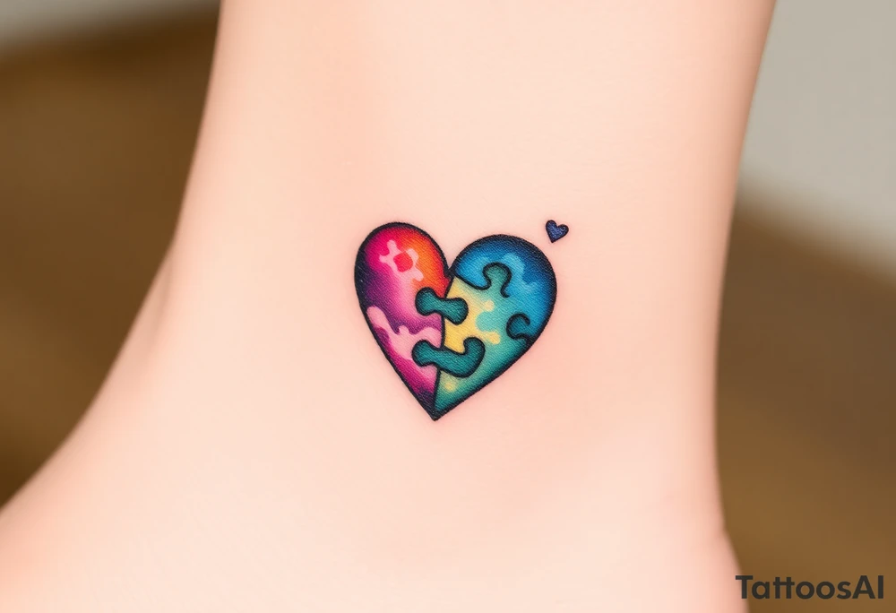 autism heart puzzle shape symbol tattoo idea
