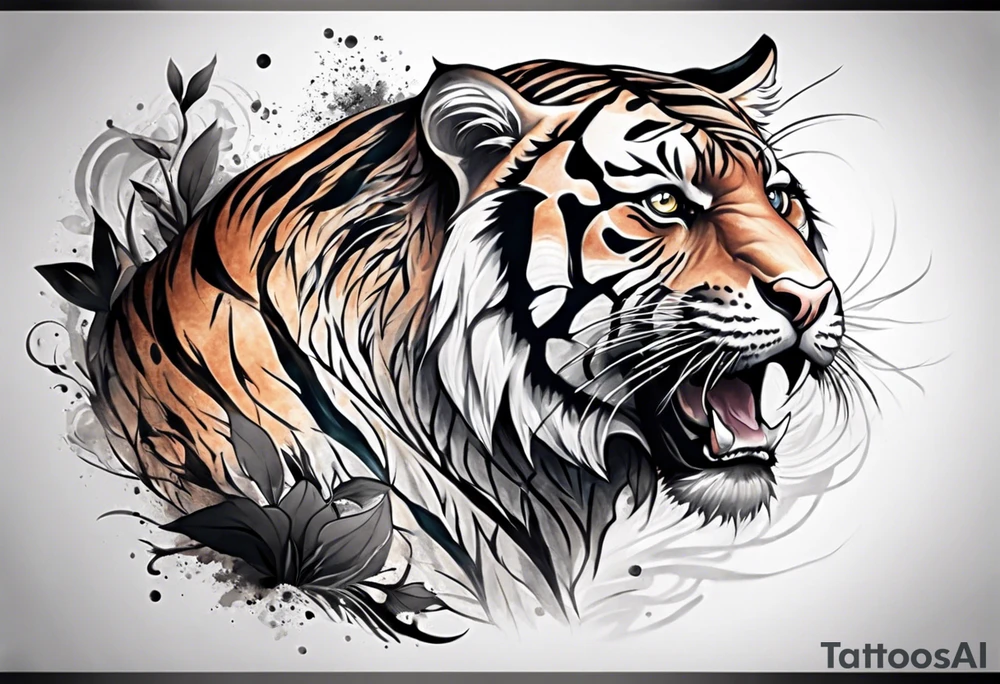 full tiger body tattoo idea