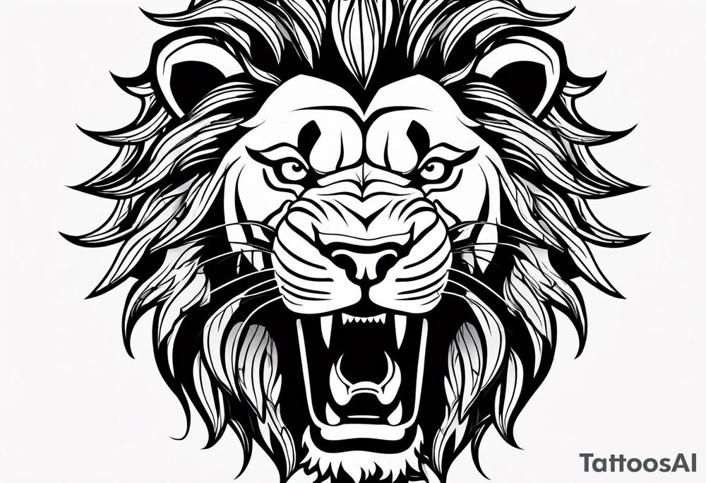 Lion head angry open the mouth tattoo idea