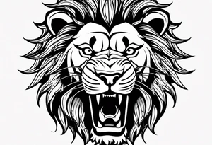 Lion head angry open the mouth tattoo idea