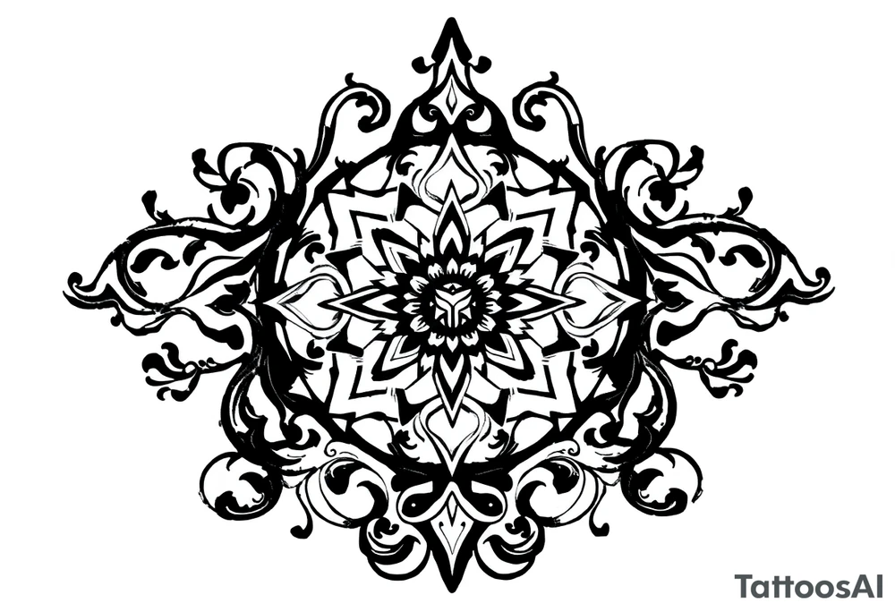 mytical shaman and witch ancient ornament with rhyme tattoo idea