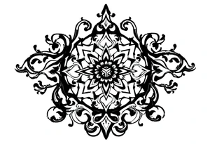 mytical shaman and witch ancient ornament with rhyme tattoo idea