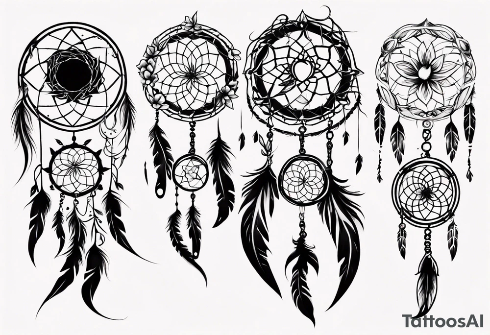 Phoenix floral dream catcher tattoo idea
